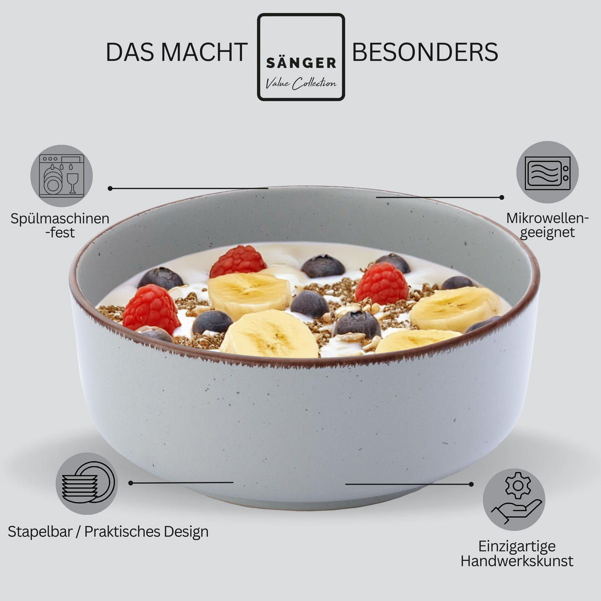SCHALEN BOMBAY SKY SHADES - 4 teilig aus Steingut - Blau/Multicolor, Stein (16.5/16.5/6.5cm) - Sänger