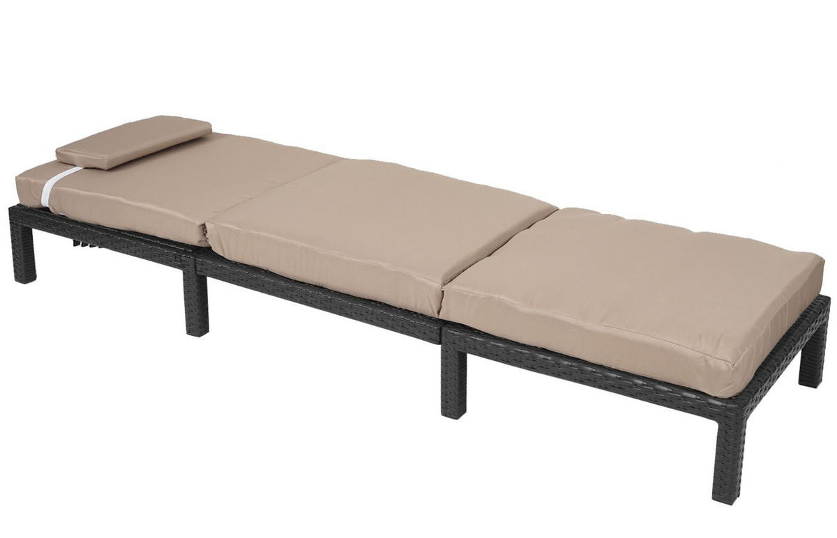 SONNENLIEGE Anthrazit, Cremeweiß - Anthrazit/Weiß, Kunststoff (60/71/198cm) - MCW