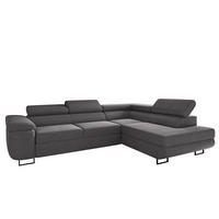 ECKSOFA ATOMIC Mit Schlaffunktion, Stoff Poso, Dunkelgrau, Rechts - Dunkelgrau, Holz (277/203cm) - Kaiser Möbel