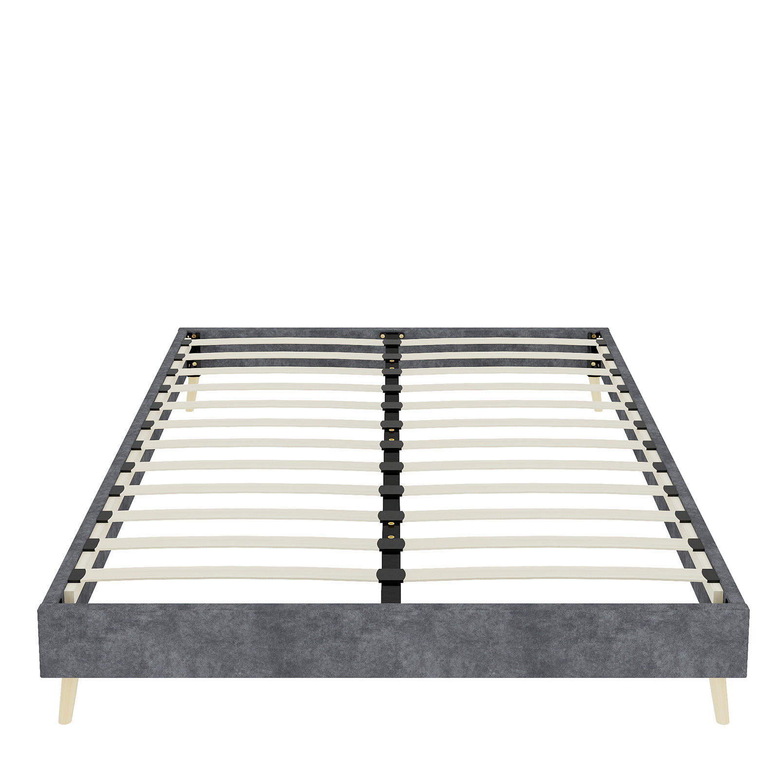 POLSTERBETT 140/200 cm DE-35450 mit Samtbezug Grau - Grau, Metall (140/200cm) - ComfortXL