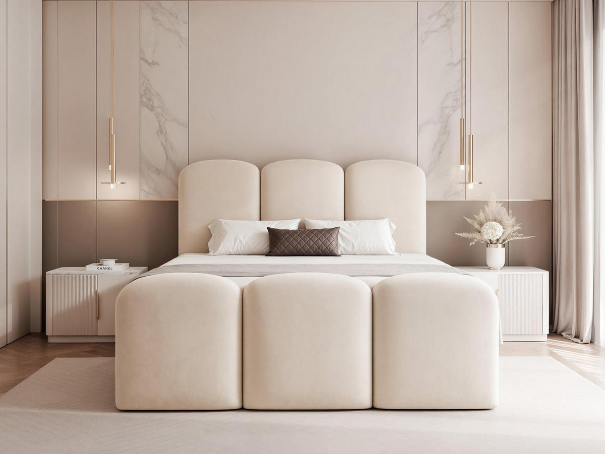BOXBETT 140x200 VELIA Beige - Beige, Holzwerkstoff/Textil (140/200cm) - Compleo24