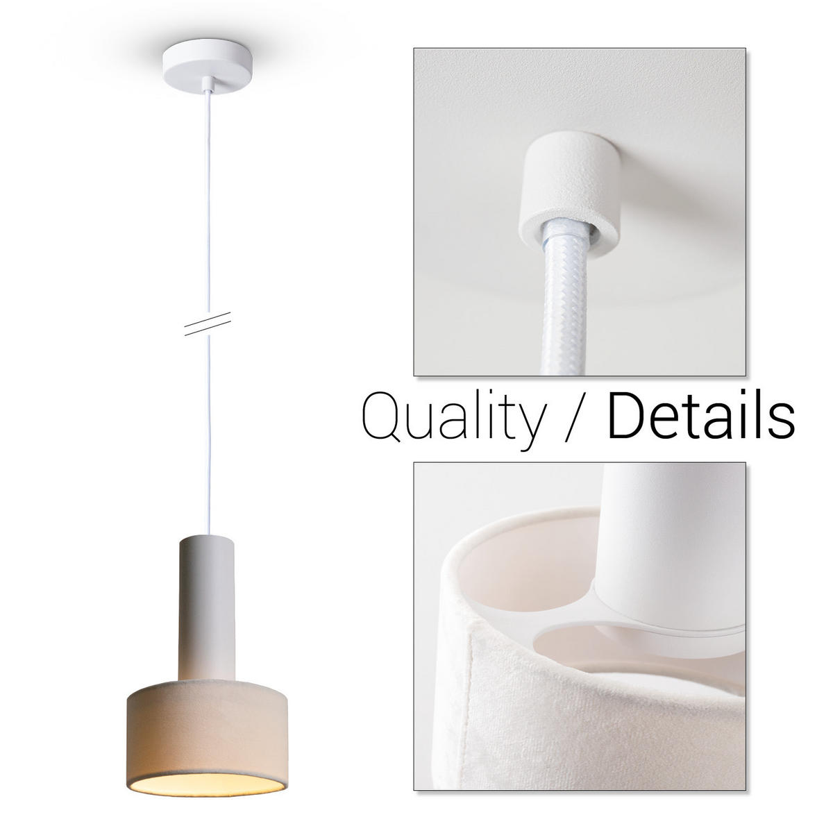 PENDELLEUCHTE Veluta - Weiß, Metall (15/15/17.5cm) - Paco Home