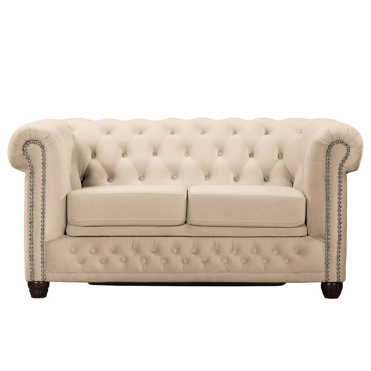2-SITZER SOFA - Buchefarben/Creme, Buchenholz/Textil (148/72/86cm) - home24