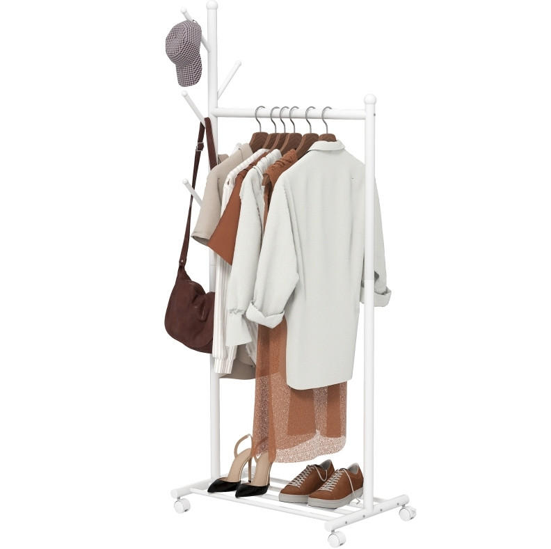 GARDEROBE 68/171/43 cm Weiß aus Metall mit Rollen - Weiß, Metall (43/171/68cm) - OKMYHOME