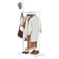 GARDEROBE 68/171/43 cm Weiß aus Metall mit Rollen - Weiß, Metall (43/171/68cm) - OKMYHOME