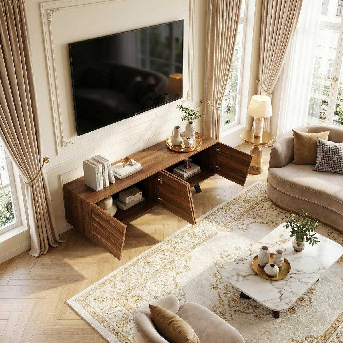 TV-LOWBOARD 160 cm in Walnuss-Optik Design - Walnussfarben, Holzwerkstoff (160/50.5/39cm) - Urban Meuble