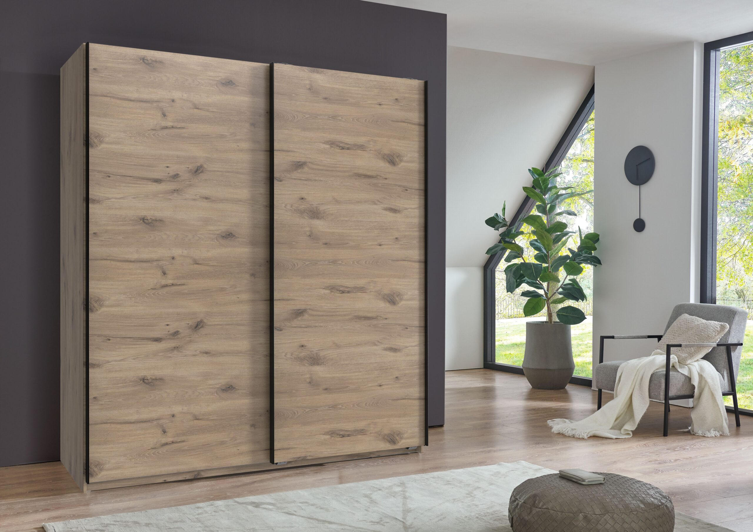 SCHWEBETÜRENSCHRANK Augsburg in Viking Oak 180x198x65cm - Braun, Holzwerkstoff (180/198/65cm)