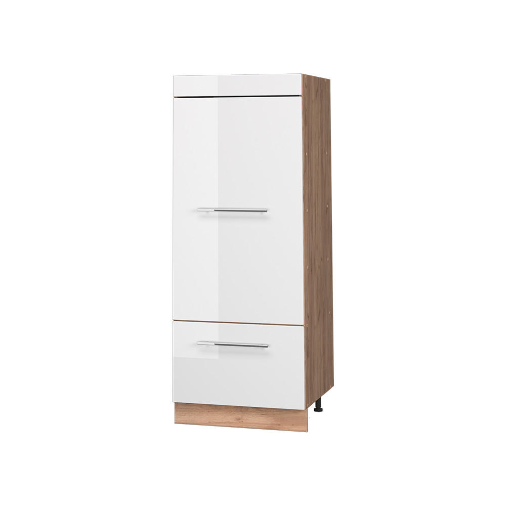 KÜCHENVORRATSSCHRANK Fame-Line, Weiß Hochglanz/Goldkraft Eiche, 60 cm - Honigeiche/Weiß Hochglanz, Holzwerkstoff (60/153.6/58.1cm) - Vicco