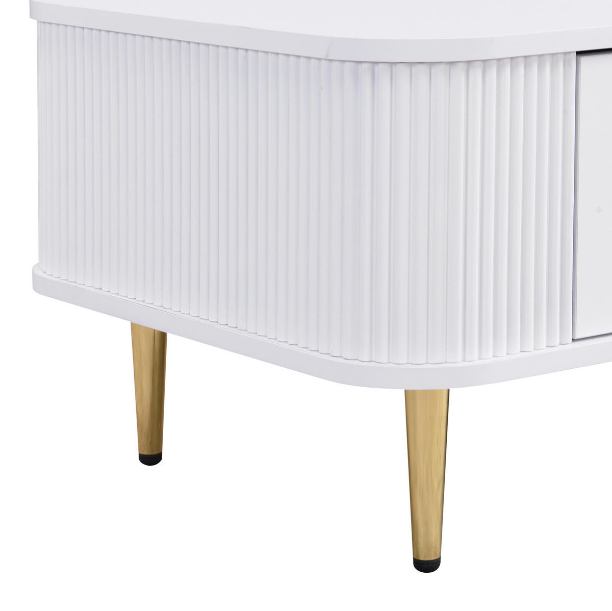 COUCHTISCH aus MDF 105x51x38 cm Weiß mit 4 Schubladen und goldfarbenen Griffen - Weiß, Holzwerkstoff (105/51/38cm) - IVMEU