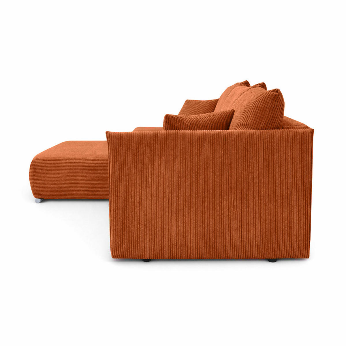 ECKSOFA L-Form Schlaffunktion Livorno Cord-Stoff Kupfer Links - Chromfarben/Schwarz, Holz/Kunststoff (246/188cm) - Kaiser Möbel