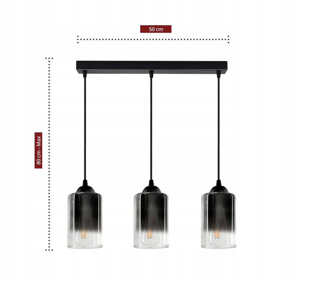 PENDELLEUCHTE GRAF - Transparent/Anthrazit, Glas/Metall (10/65/80cm) - kiki design
