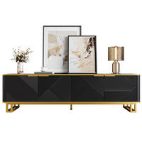 TV-SCHRANK 160cm 4 Türen geometrisch modern Stauraum - Schwarz, Holzwerkstoff (37.5/48/160cm) - FLIEKS