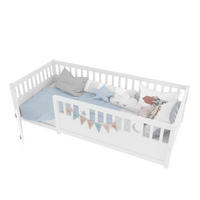 PANELBETT 90x190cm Weiß Kinderbett Gitter Stern-Mond-Dekoration - Weiß, Holz (90/190cm) - FLIEKS