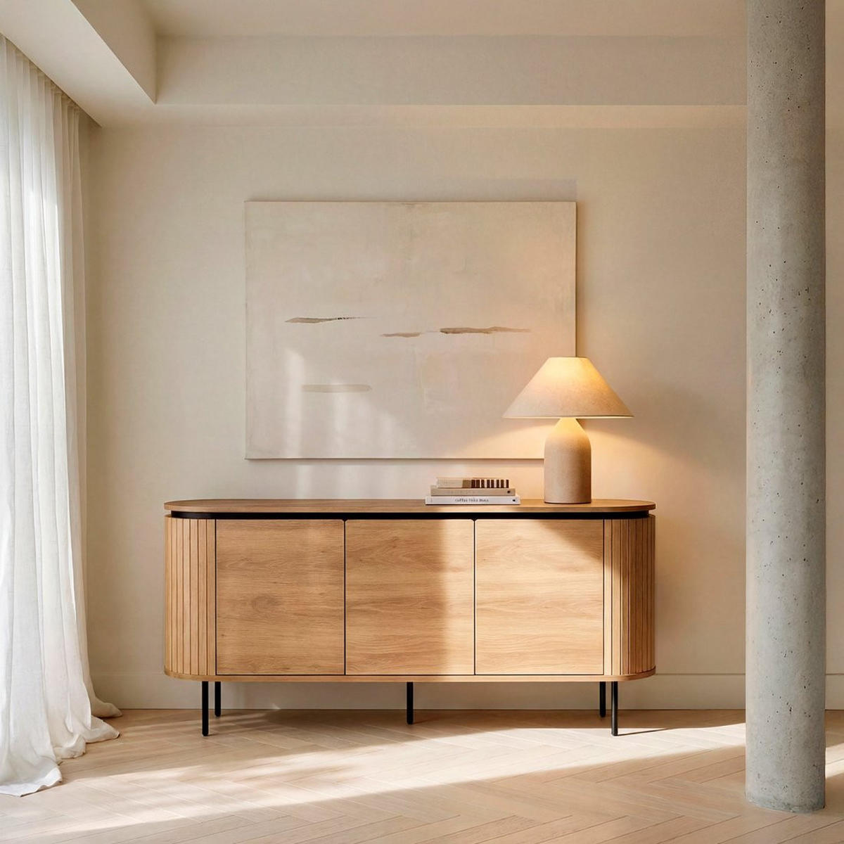 ANRICHTE NIEDRIGE Helios Natürlich 160 cm x 76 cm - Naturfarben, Holzwerkstoff (160/76/40cm) - Klast Home