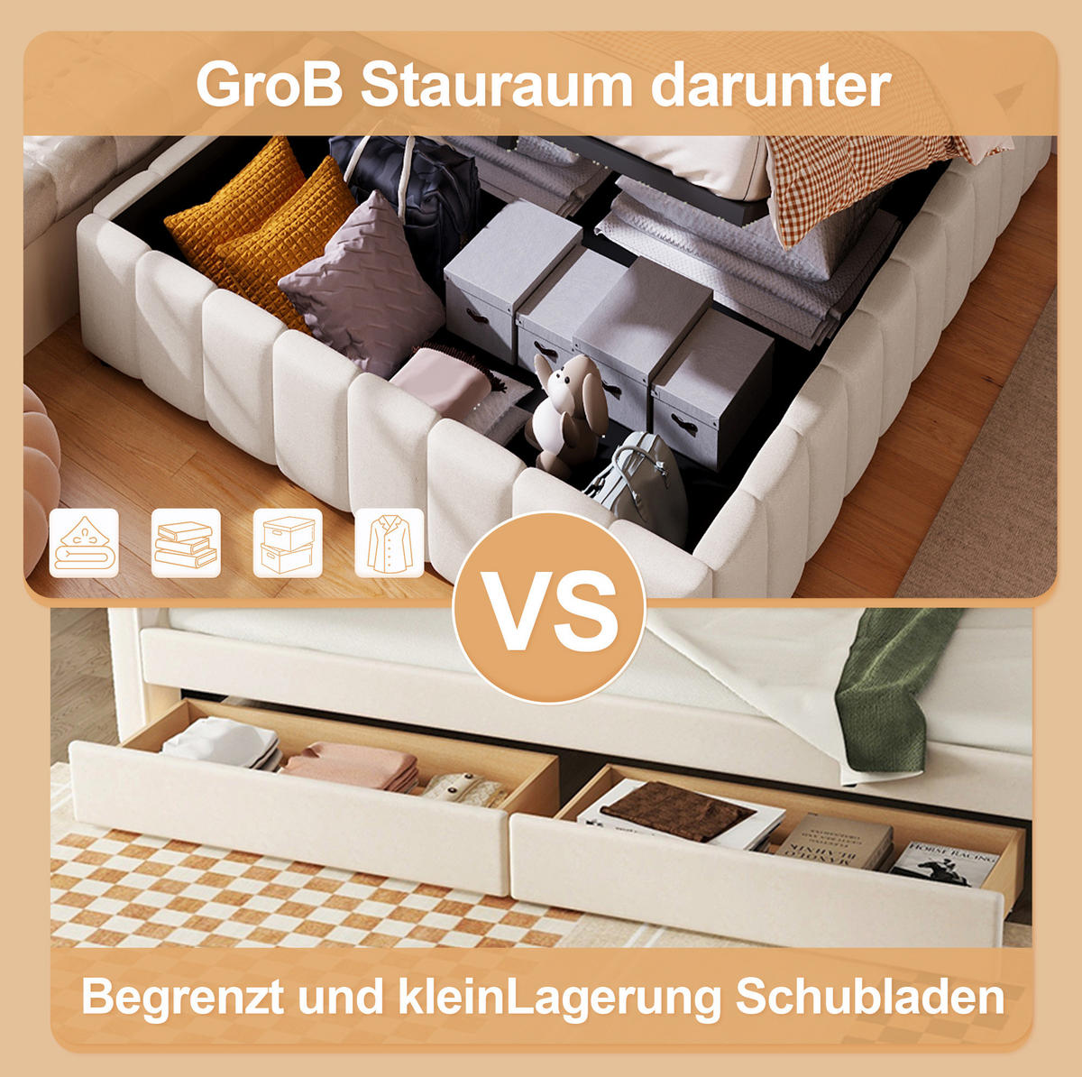 POLSTERBETT 90/200 cm aus französischem Samt mit LED-Beleuchtung und Stauraumbänken Rosa - Rosa, Textil (90/200cm) - Modenvie