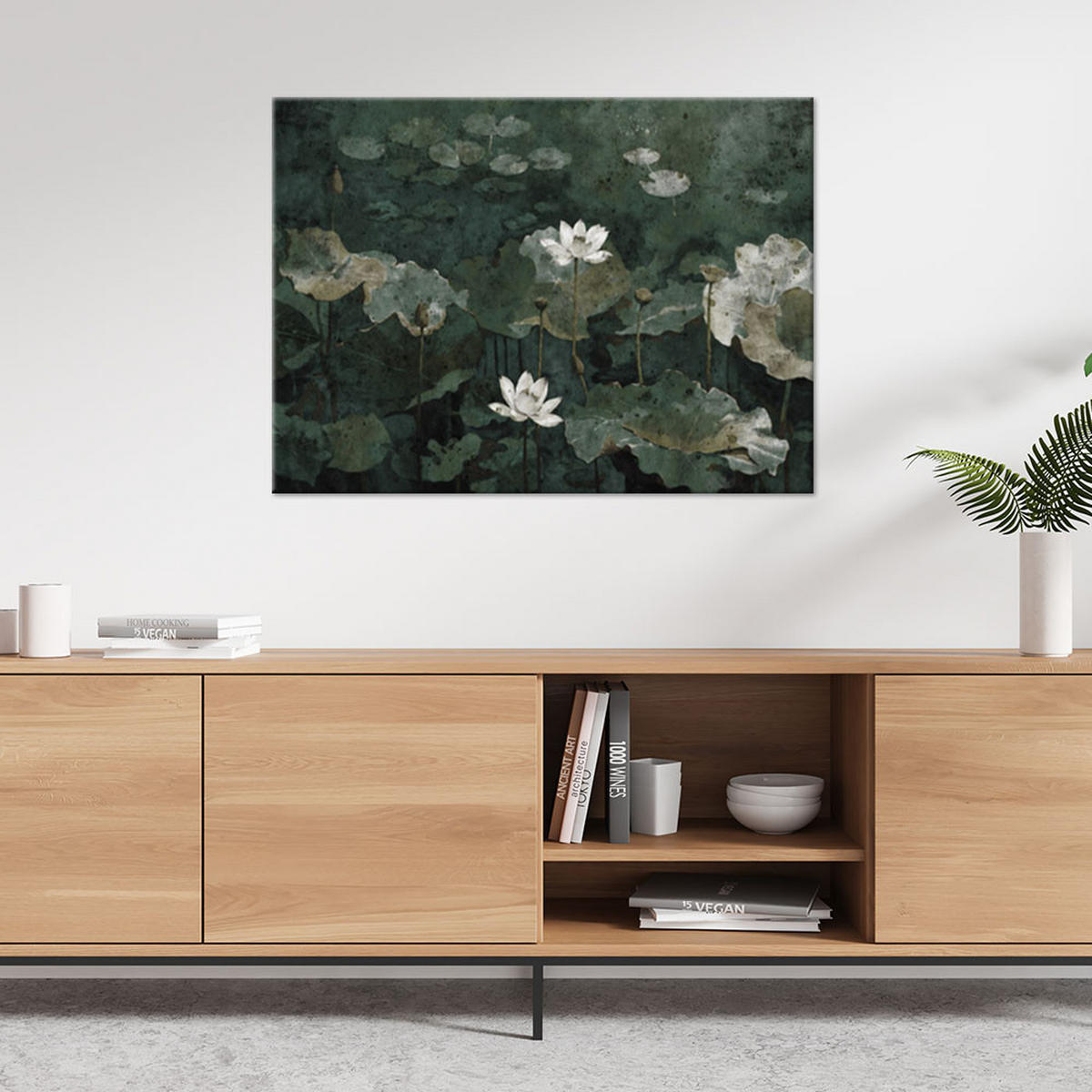 WANDBILD vintage seerosen - Grün, Textil (60/40cm) - Feeby