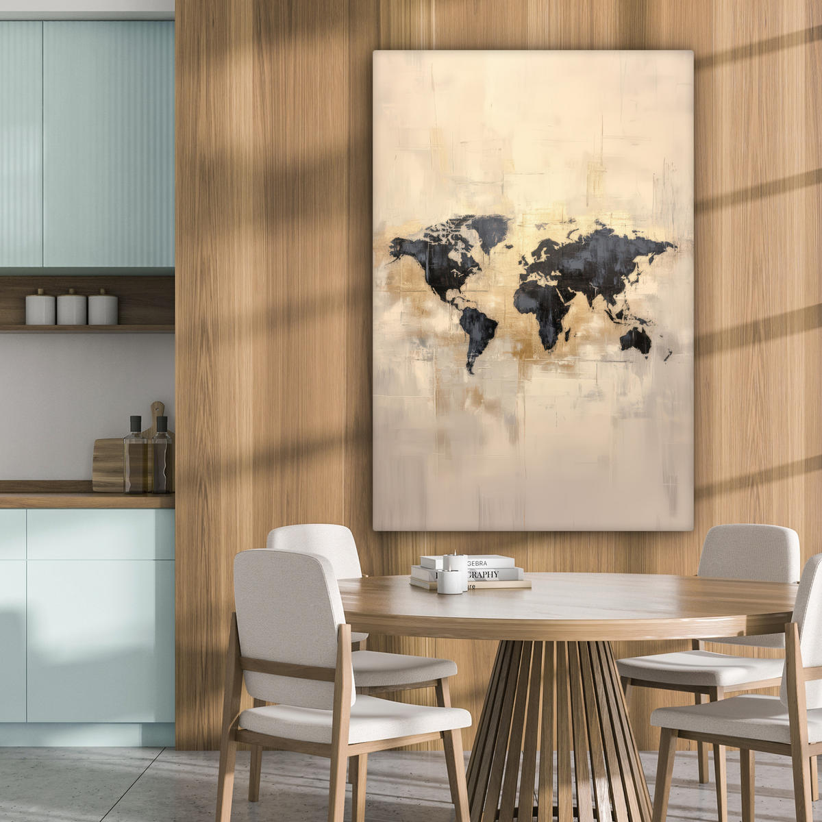 LEINWANDBILD Weltkarte - Gold - Schwarz - Abstrakt Deko Groß 90x140 cm - Kupferfarben, Textil (90/140cm) - MuchoWow