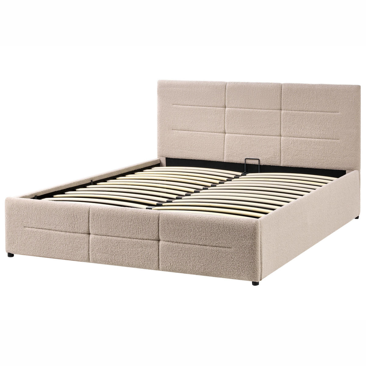 BETT mit Stauraum 140/200 cm Bouclé Beige Massognes - Beige, Textil (140/200cm) - Beliani