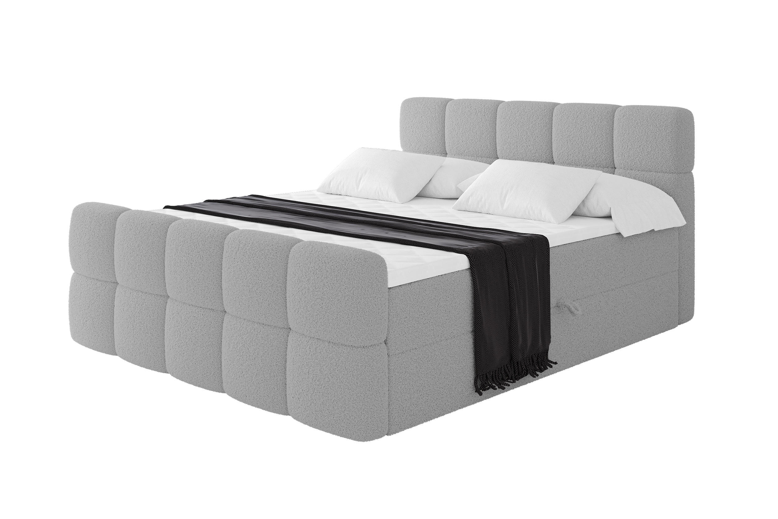 BOXBETT mit Matratze H4 - FAMA-Z - 120x200 cm Hellgrau Quelle - Hellgrau, Holzwerkstoff (120/200cm) - ALTDECOR