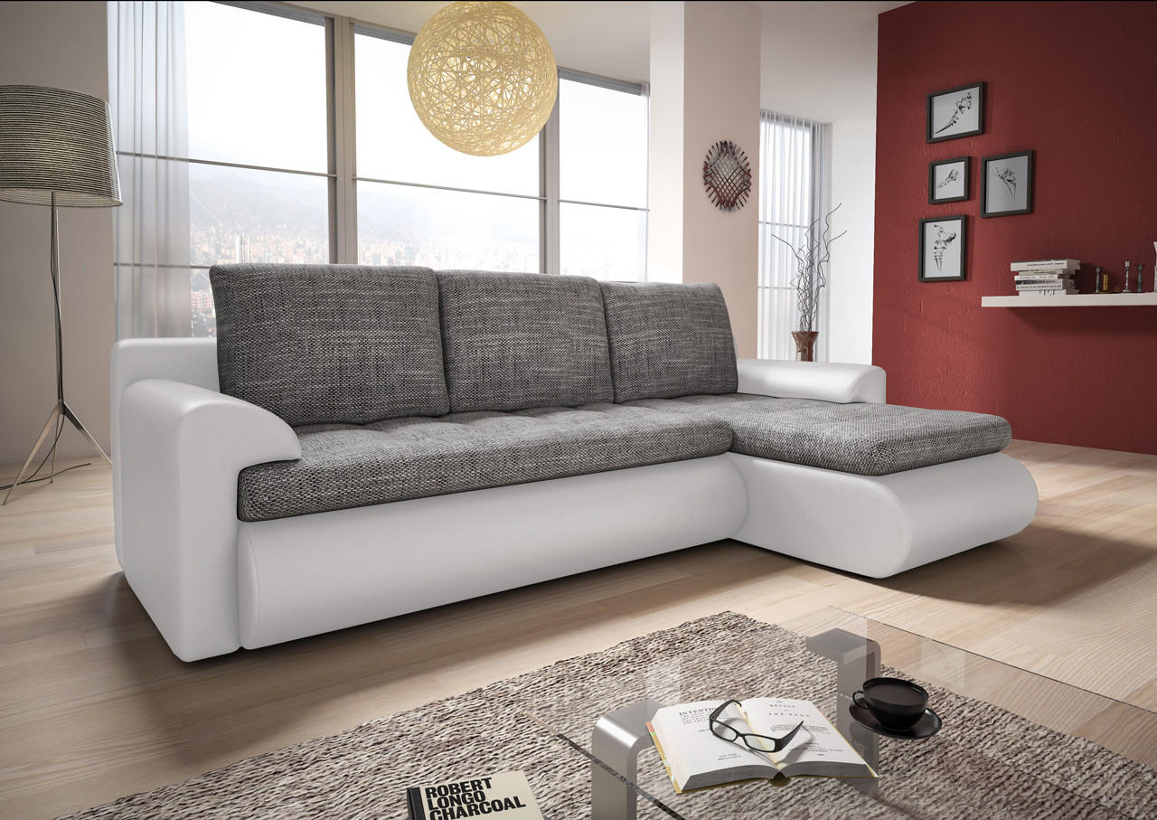 ECKSOFA Santi, Seite: Rechts - Weiß/Grau, Holz/Textil (226/152cm) - Sofnet