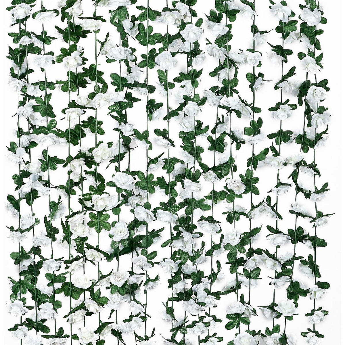 KÜNSTLICHE Blumengirlande 5-teiliges Set Weiß Rosen 2,45 m - Weiß, Kunststoff (1cm)