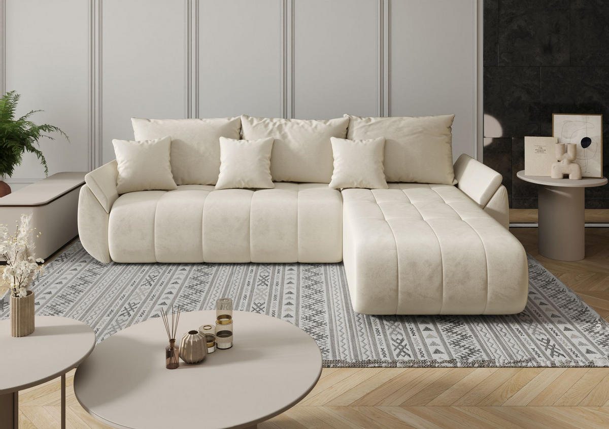 ECKSOFA mit Schlaffunktion TOKYO L Monolith 02 Links - Beige, Textil (280/185cm) - Bedante