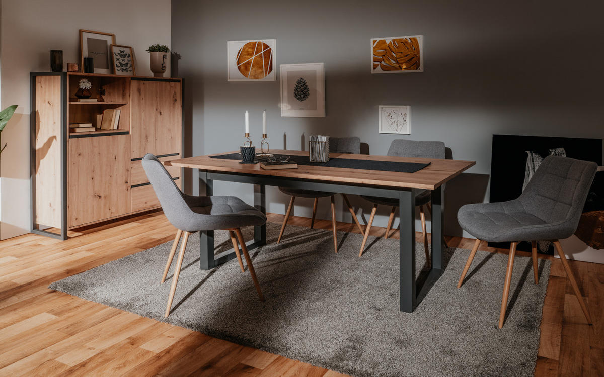 HIGHBOARD Artisan Eiche und Anthrazit 120 x 140 cm, Industrial Design - Anthrazit/Eiche Artisan, Holzwerkstoff (120/140/40cm) - Furn.Design