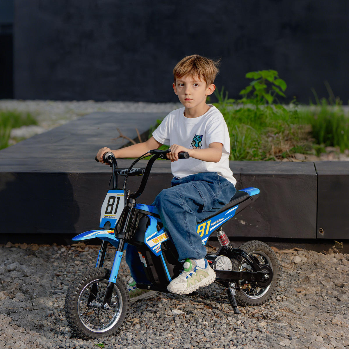 KINDER-MOTOCROSS Kunststoff Metall Blau - Blau, Kunststoff (119/64/76.5cm) - AIYAPLAY