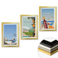 WANDBILDER 3er Set - 20x30 cm Goldrahmen - Amalfi, Positano und Capri - Goldfarben, Kunststoff (20/30cm) - ArtPrintCave