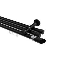 INNENLAUF-GARDINENSTANGEN-SET Siteno Verano 420 cm (geteilt in 3 x 140 cm), 3-läufig, 20 mm Ø Schwarz - Chromfarben/Schwarz, Metall (420cm) - INTERDECO