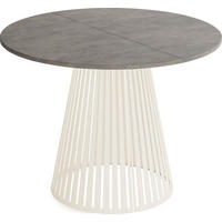 ESSTISCH Naro runder ausziehbarer, Beton-Optik Dunkelgrau 120-200/120/76 cm - Kaschmir/Dunkelgrau, Holzwerkstoff/Metall (120/120/76cm) - WFL GROUP