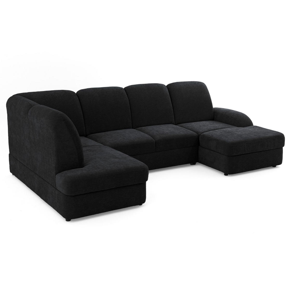 ECKSOFA VIBE U Links mit Schlaffunktion 129x263 Chenille Anthrazit - Anthrazit/Schwarz, Holz/Kunststoff (280/102/186cm) - Muffo