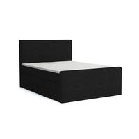 BOXBETT ROCKY 200/200 in Cord Schwarz mit Doppelmatratzen H3 - Schwarz, Holz/Holzwerkstoff (140/200cm) - Deine Möbel 24