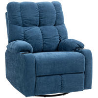 RELAXSESSEL Drehbar Fernsehsessel mit Liegefunktion, Schaukelfunktion Dunkelblau - Blau/Schwarz, Textil/Metall (96/108/88cm) - HOMCOM