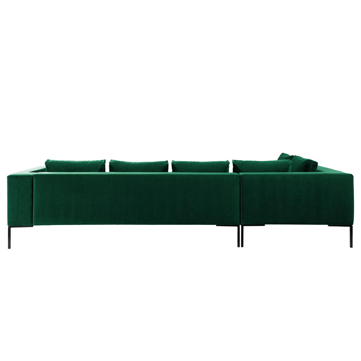 ECKSOFA mit Ottomane - Dunkelgrün/Schwarz, Textil/Metall (319/230cm) - home24