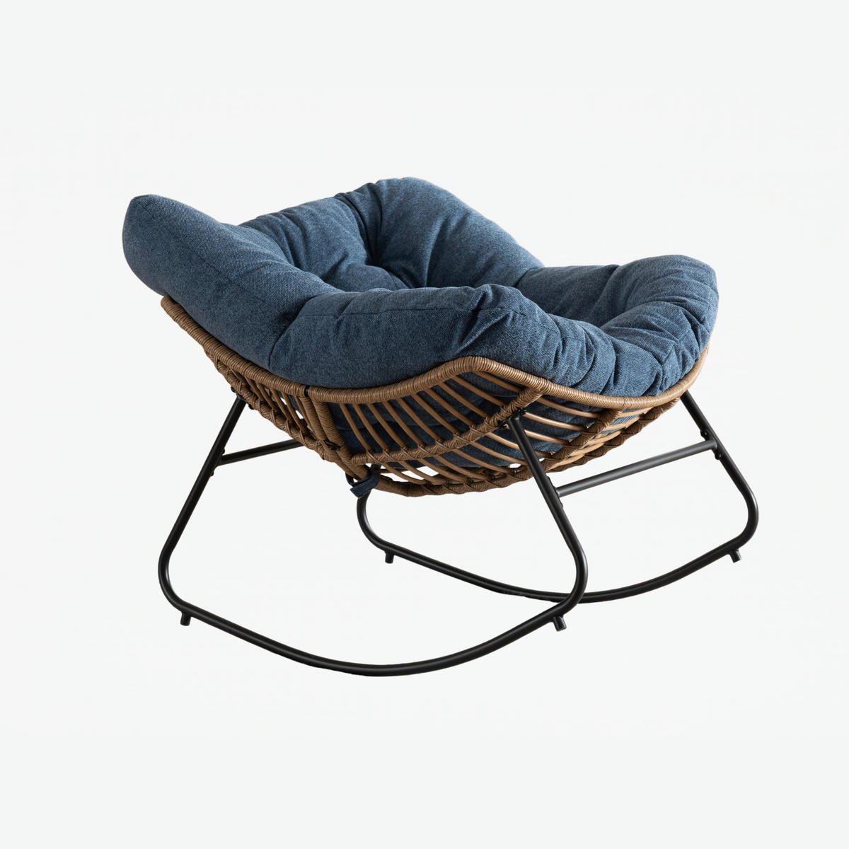 SCHAUKELSTUHL Blau Chenille, Metallrahmen - Blau, Textil (107/83/95cm) - Oxeza