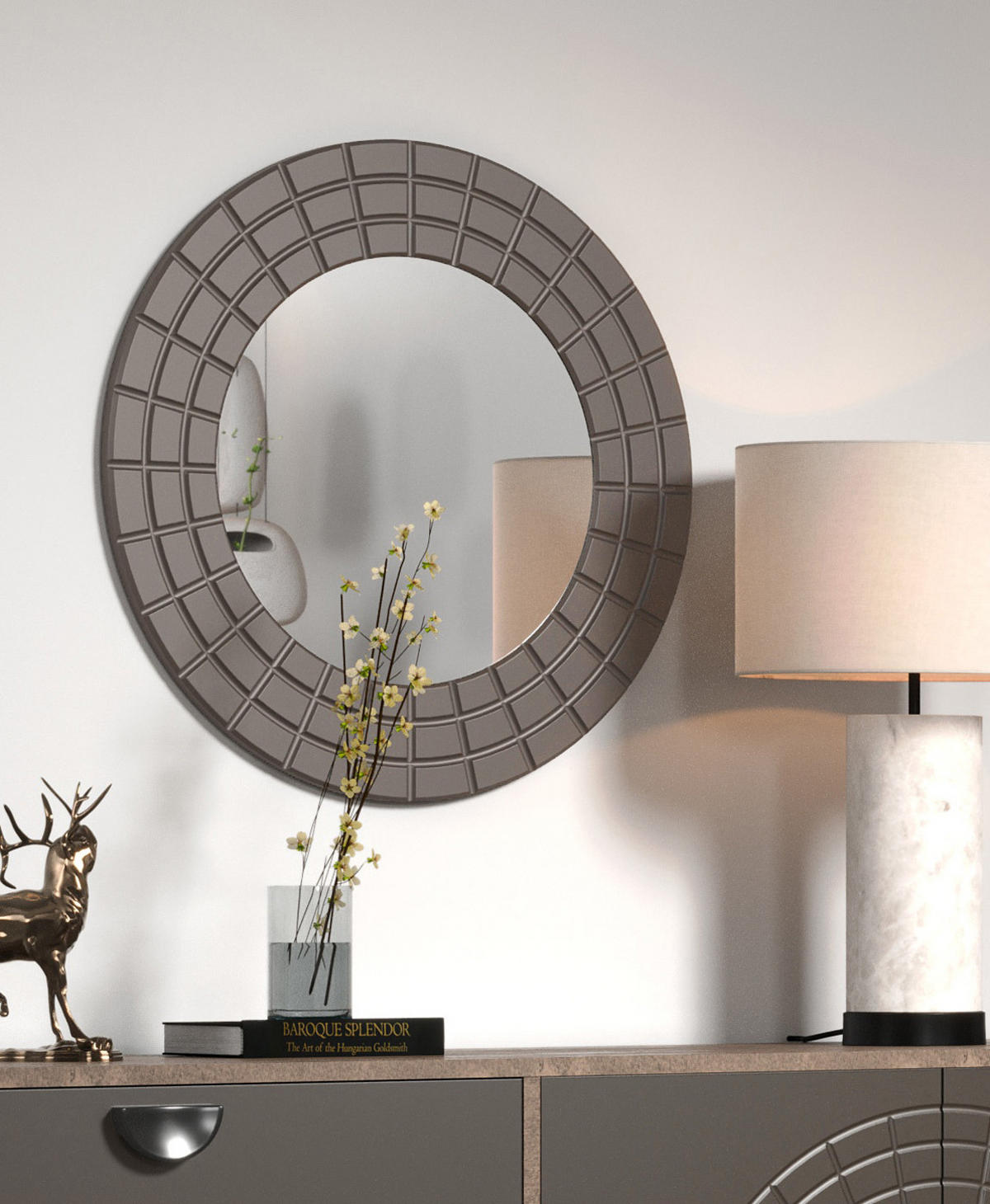SPIEGEL in Bronze rund Ø 67 cm, Wandspiegel in moodernem Design - Bronzefarben, Glas/Holzwerkstoff (67/67/2cm) - Top.Furn