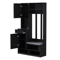 GARDEROBENSET 100/35/180 cm aus MDF mit gepolsterter Sitzbank Schwarz - Schwarz, Holzwerkstoff (100/180/35cm) - Modenvie
