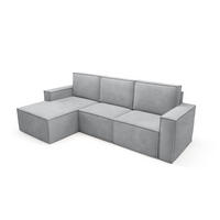 ECKSOFA Orto Hellgrau, Dreisitzer Kordecksofa linke seite - Hellgrau, Holzwerkstoff/Textil (180/142cm) - Bettso