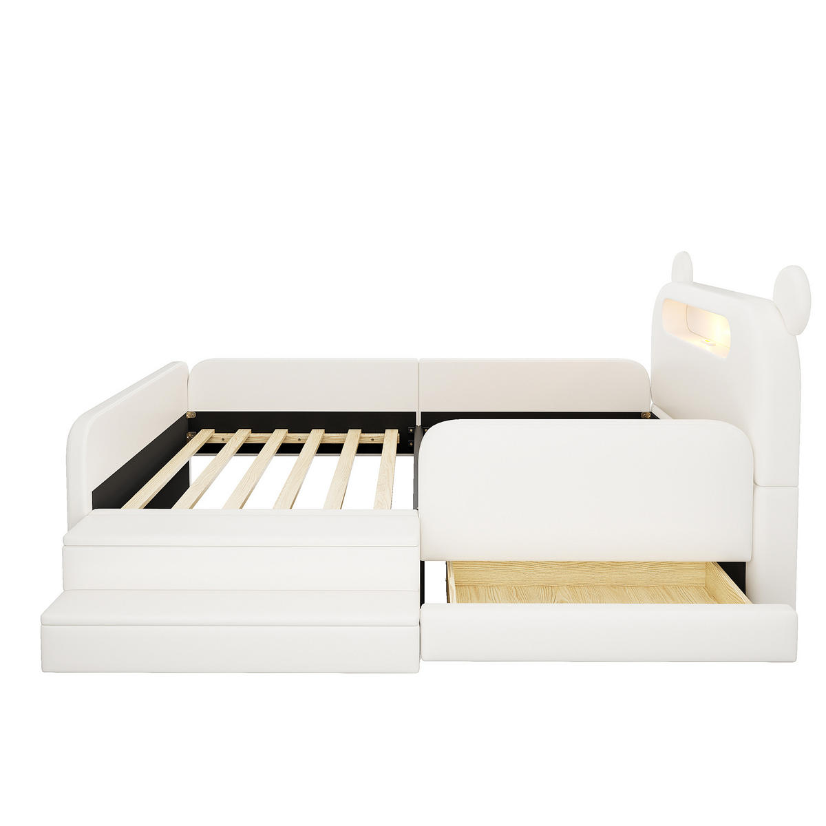KINDERBETT 90/200 cm DE-32672 mit Bären-Kopfteil Weiß - Weiß, Holzwerkstoff (90/200cm) - ComfortXL