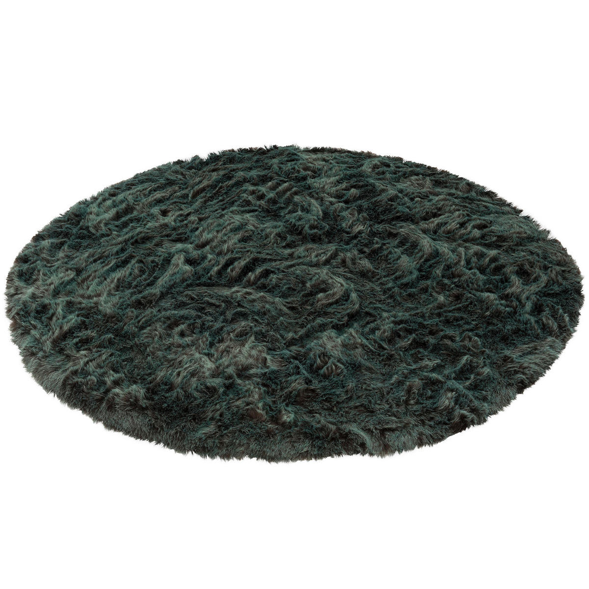 LUXUS SUPER SOFT FELLTEPPICH ASPEN RUND MELIERT - Petrol, Textil (120/120cm) - Pergamon