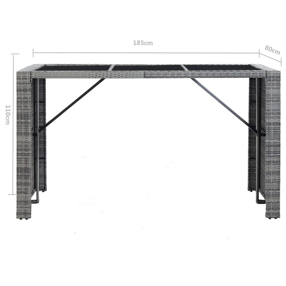 BARSET mit 6 Barstühle aus Poly Rattan, Grau, 7-teiliges Set - Grau, Kunststoff - vidaXL