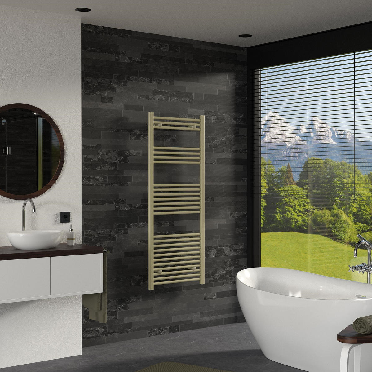 RUČNÍKOVÝ radiátor 600 x 1500 mm, béžový, rovný, s bočním připojením - béžová, kov (60/150/3cm) - LuxeBath