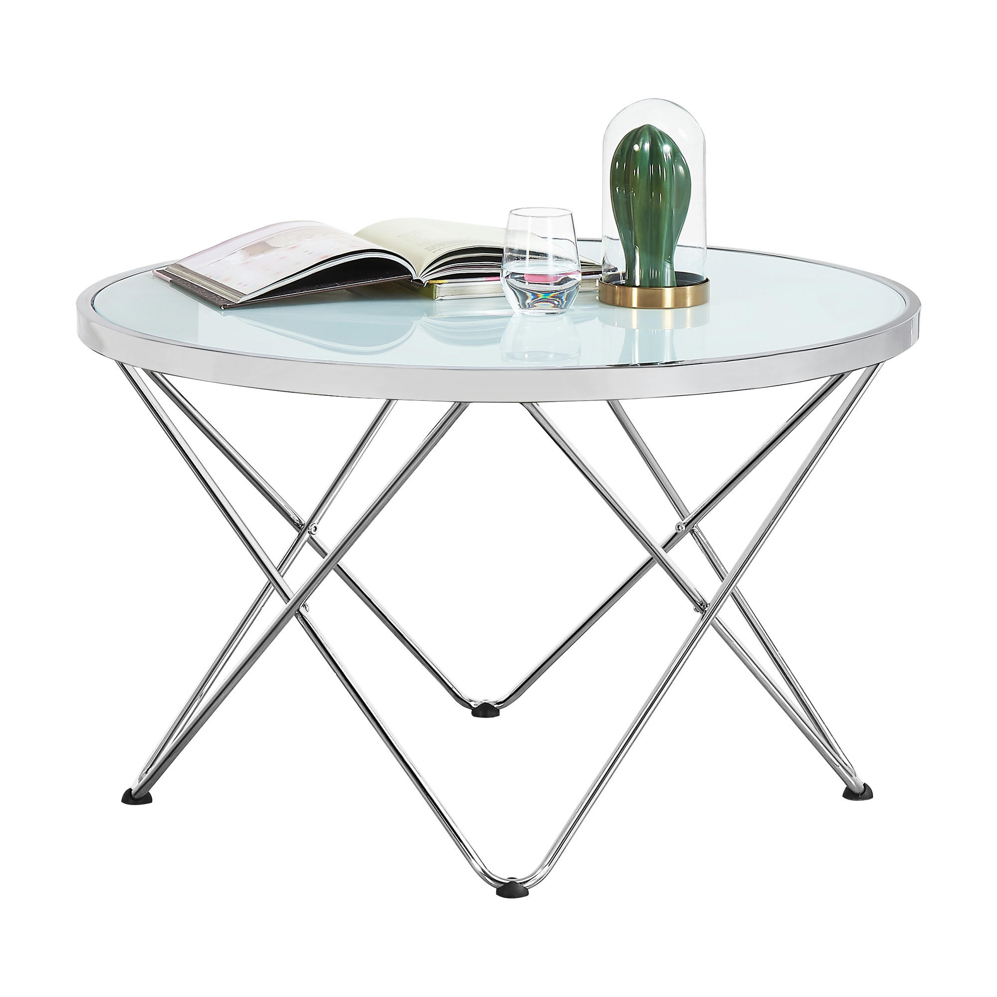 COUCHTISCH Nikkeby 80/80/50 - Silberfarben, Glas (80/80/50cm) - [en.casa]