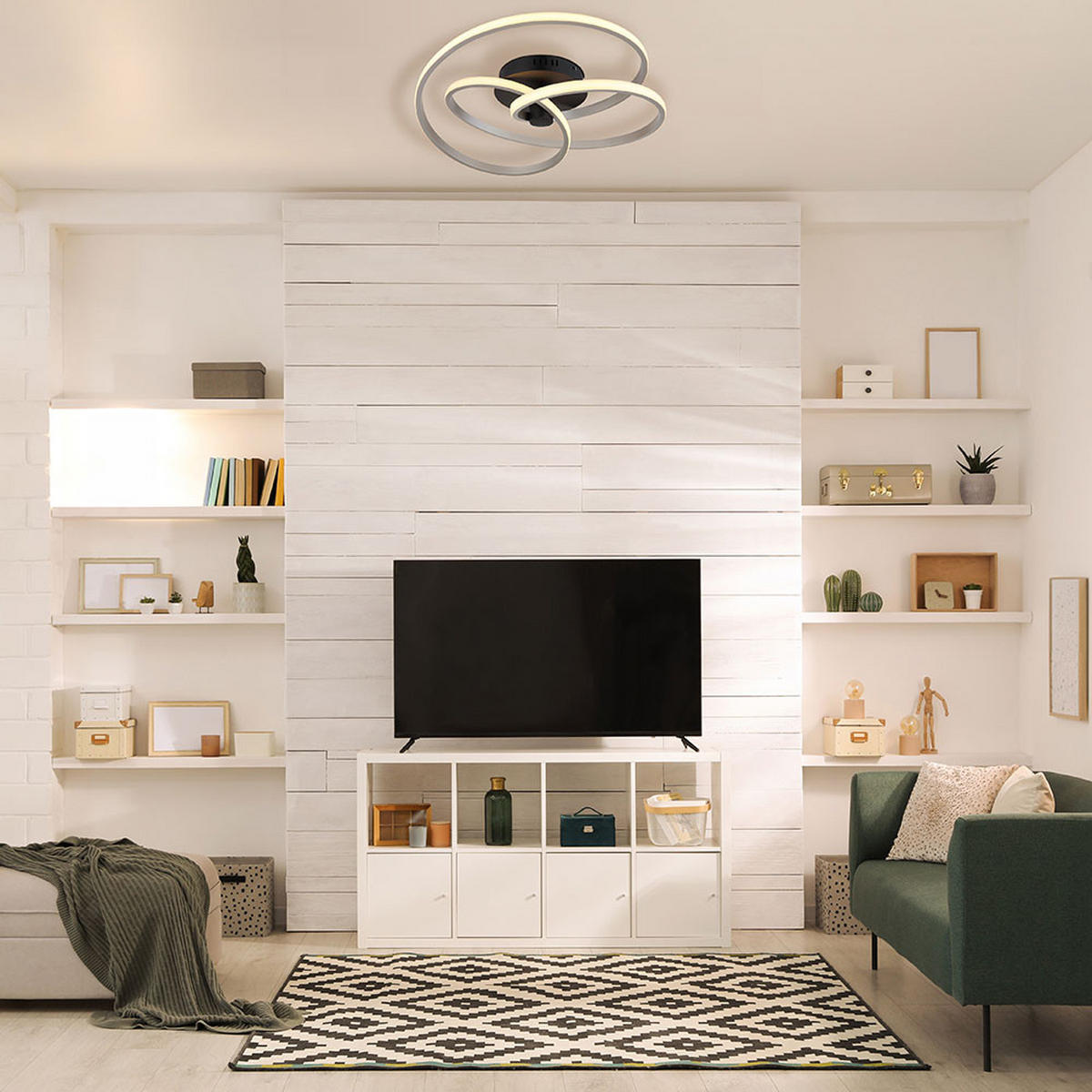 LED DECKENLEUCHTE Aluminium Silber matt - Silberfarben, Metall (50/50/16cm) - Globo Lighting