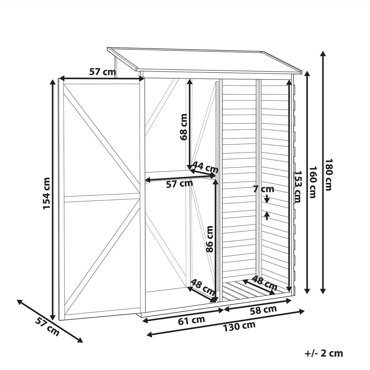 ȘOPRON PENTRU UNELTE 130 cm 57 cm gri Cengio - gri închis/negru, lemn (130/180/57cm) - Beliani