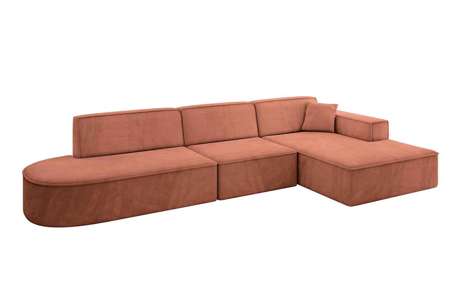 ECKSOFA Ottomane Rechts IREA-L2-v4 - 318x165x72,5 cm Apricot - Koralle, Holzwerkstoff/Textil (318/165cm) - ALTDECOR
