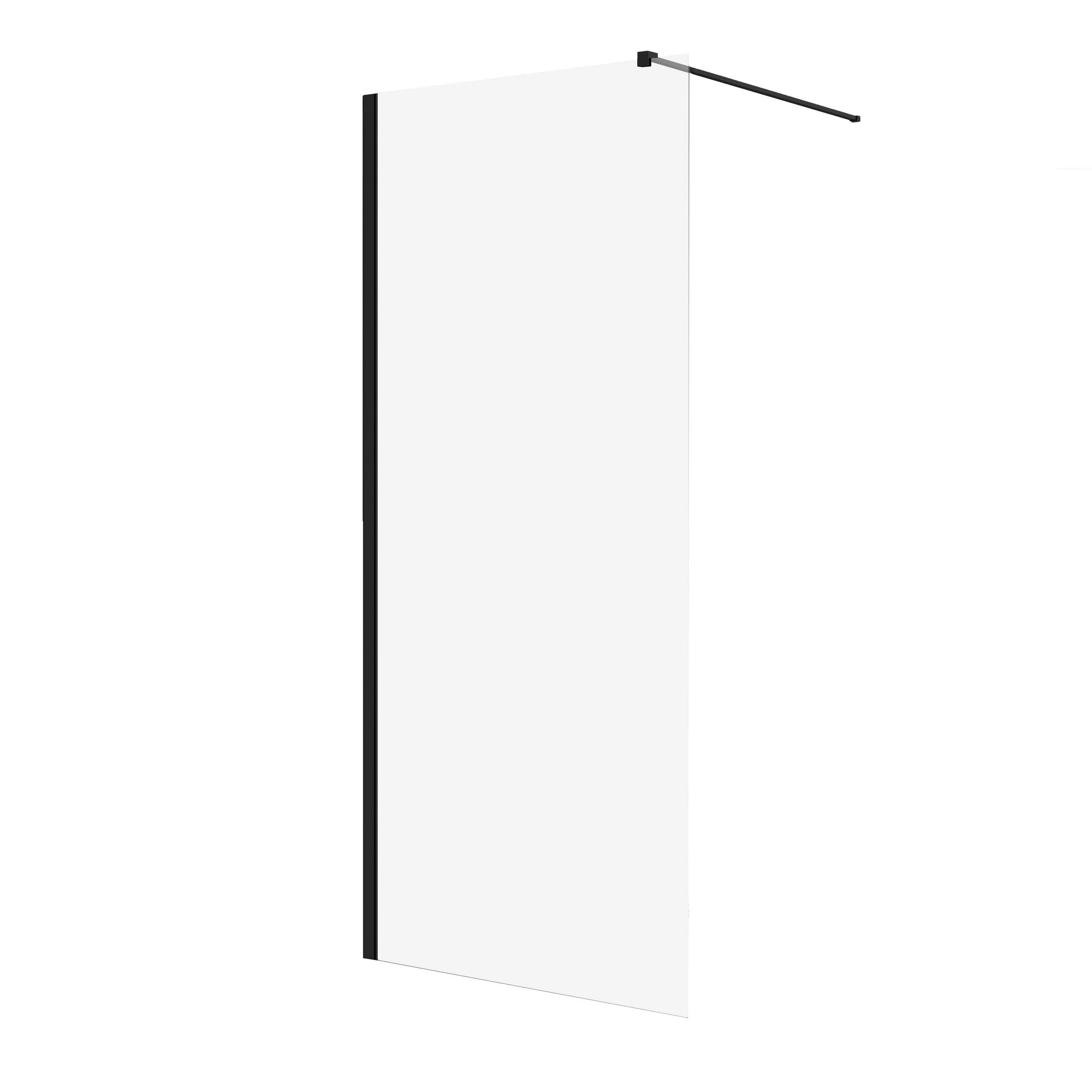 DUSCHTRENNWAND Ketil transparent/schwarz, 8 mm, 80/195 cm - Schwarz, Glas (80/195cm) - bad land