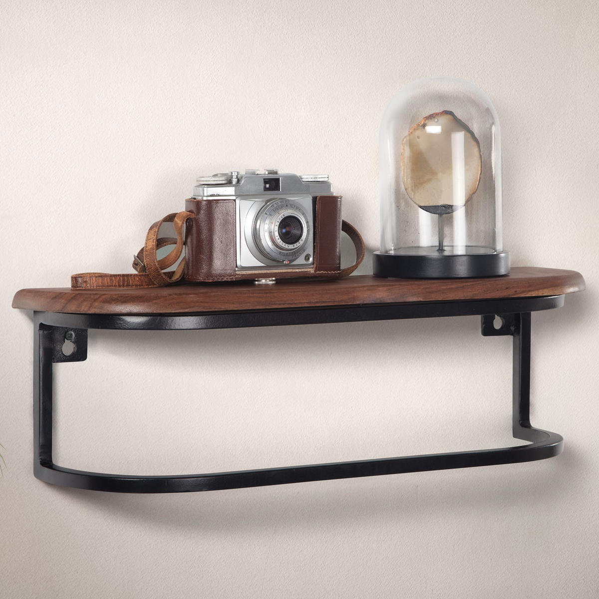 WANDREGAL Massivholz Metall Industrial Stil 50x15x13 cm - Schwarz/Braun, Holz/Metall (50/15/13cm) - KADIMA DESIGN