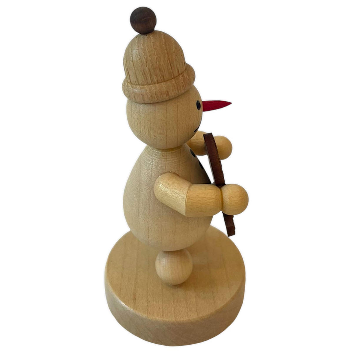 HOLZFIGUR Schneemann Junior mit Pfefferkuchenmann auf Sockel 9 cm - Multicolor, Holz (7/9/0.1cm)
